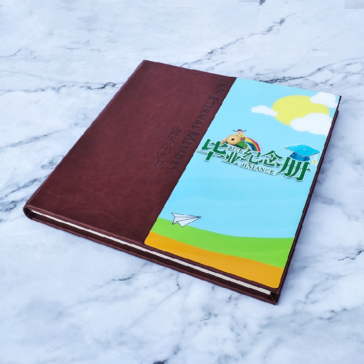皮面半水晶纪念册 方款 10寸 精品相册 毕业相册 个性定制